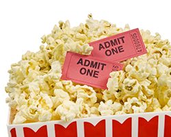Bucket of Popcorn With Movie Tickets Bucket of Popcorn With Movie Tickets